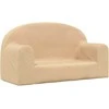 Dvivietė vaikiška sofa, kreminės spalvos, minkštas pliušas