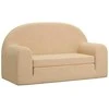 Dvivietė vaikiška sofa-lova, kreminės spalvos, minkštas pliušas