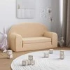 Dvivietė vaikiška sofa-lova, kreminės spalvos, minkštas pliušas