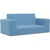 Dvivietė vaikiška sofa, mėlynos spalvos, minkštas pliušas