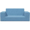 Dvivietė vaikiška sofa, mėlynos spalvos, minkštas pliušas