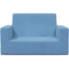 Dvivietė vaikiška sofa, mėlynos spalvos, minkštas pliušas