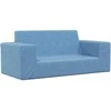 Dvivietė vaikiška sofa, mėlynos spalvos, minkštas pliušas