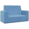 Dvivietė vaikiška sofa, mėlynos spalvos, minkštas pliušas
