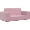 Dvivietė vaikiška sofa, rožinės spalvos, minkštas pliušas