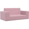 Dvivietė vaikiška sofa, rožinės spalvos, minkštas pliušas