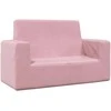 Dvivietė vaikiška sofa, rožinės spalvos, minkštas pliušas