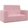 Dvivietė vaikiška sofa, rožinės spalvos, minkštas pliušas