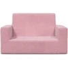 Dvivietė vaikiška sofa, rožinės spalvos, minkštas pliušas