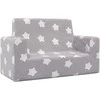 Dvivietė vaikiška sofa, šviesiai pilka, pliušas, su žvaigždėmis