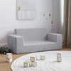 Dvivietė vaikiška sofa, šviesiai pilka, minkštas pliušas
