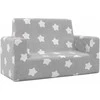 Dvivietė vaikiška sofa, šviesiai pilka, pliušas, su žvaigždėmis
