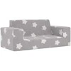 Dvivietė vaikiška sofa, šviesiai pilka, pliušas, su žvaigždėmis