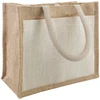Džiuto rankinės su kišene 5 Natūrali ir Balta 26 x 22 x 14 cm