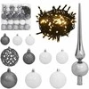 Eglutės žaisliukų rinkinys su viršūne ir 300 LED, 120 dalių