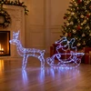 Kalėdų elnio ir rogių dekoracija LOVIISA 320 LED Mėlyna
