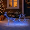 Kalėdų elnio ir rogių dekoracija LOVIISA 320 LED Mėlyna
