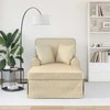 Sofa Faina su sijonu su pagalve su pagalve 3 pcs Kreminė audinys
