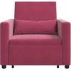 Fotelis Ištraukiamas sofa-lova vienvietis Vyno raudonumo Aksomas