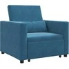 Fotelis Ištraukiamas sofa-lova vienvietis su ratais Mėlyna Aksomas