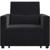 Fotelis Ištraukiamas sofa-lova vienvietis su ratais Juoda Aksomas