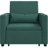Fotelis Ištraukiamas sofa-lova vienvietis su ratu Tamsiai žalia audinys