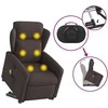 Fotelis Atsistojantis masažinis krėslas, tamsiai rudas, audinys