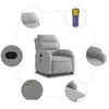 Fotelis Masažinis atlošiamas krėslas, šviesiai pilkas, aksomas