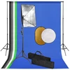 Fotostudijos komplektas su šviesdėžėmis, fonu ir reflektoriumi
