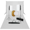 Fotostudijos komplektas su šviesdėžėmis, fonu ir reflektoriumi