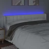 Galvūgalis su LED, baltos spalvos, 163x16x78/88cm, dirbtinė oda