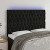 Galvūgalis su LED, juodos spalvos, 160x7x118/128cm, aksomas