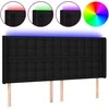Galvūgalis su LED, juodos spalvos, 163x16x118/128cm, audinys