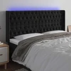 Galvūgalis su LED, juodos spalvos, 183x16x118/128cm, aksomas