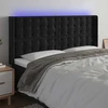 Galvūgalis su LED, juodos spalvos, 203x16x118/128cm, aksomas