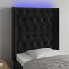 Galvūgalis su LED, juodos spalvos, 83x16x118/128cm, aksomas