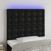 Galvūgalis su LED, juodos spalvos, 90x5x118/128cm, dirbtinė oda
