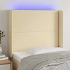 Galvūgalis su LED, kreminės spalvos, 103x16x118/128cm, audinys