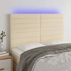 Galvūgalis su LED, kreminės spalvos, 144x5x118/128cm, audinys