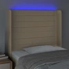 Galvūgalis su LED, kreminės spalvos, 93x16x118/128cm, audinys