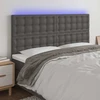 Galvūgalis su LED, pilkas, 160x5x118/128cm, dirbtinė oda
