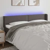 Galvūgalis su LED, pilkos spalvos, 203x16x78/88cm, dirbtinė oda
