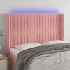 Galvūgalis su LED, rožinės spalvos, 147x16x118/128cm, aksomas