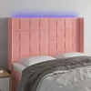Galvūgalis su LED, rožinės spalvos, 147x16x118/128cm, aksomas