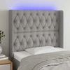 Galvūgalis su LED, šviesiai pilkas, 103x16x118/128cm, audinys