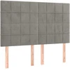 Galvūgalis su LED, šviesiai pilkas, 144x5x118/128cm, aksomas