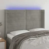 Galvūgalis su LED, šviesiai pilkas, 147x16x118/128cm, aksomas