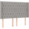 Galvūgalis su LED, šviesiai pilkas, 147x16x118/128cm, audinys