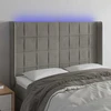 Galvūgalis su LED, šviesiai pilkas, 147x16x118/128cm, aksomas