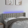 Galvūgalis su LED, šviesiai pilkas, 147x16x78/88cm, aksomas